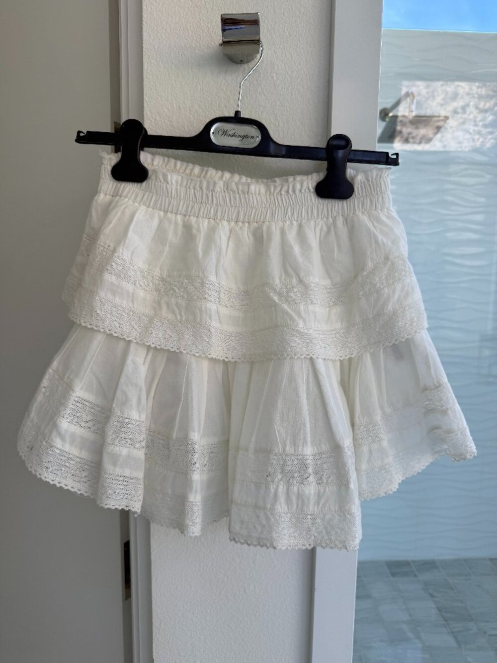 Loveshack Fancy White Ruffle mini skirt